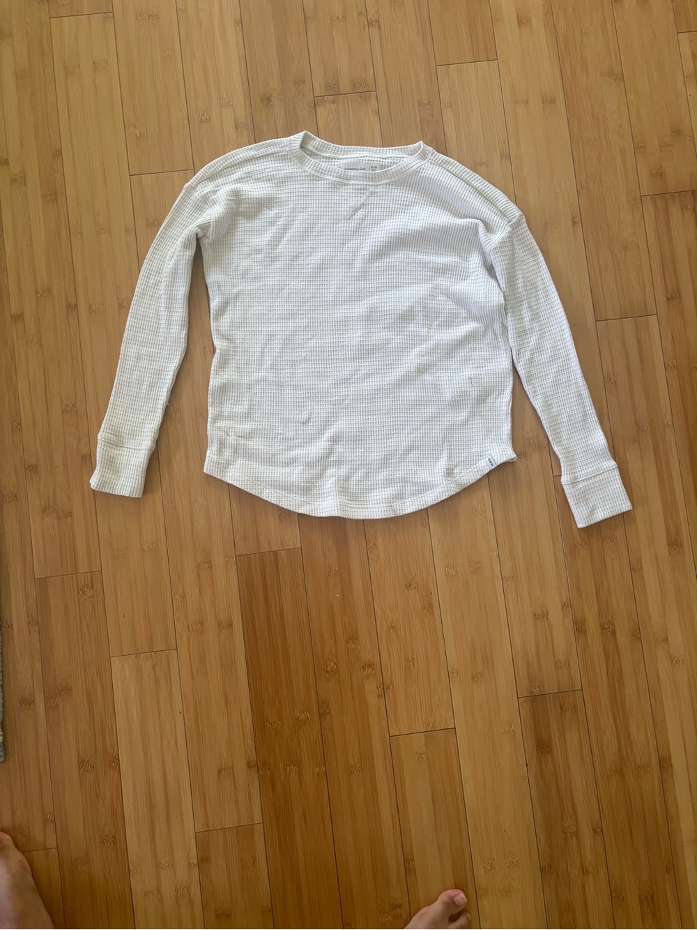 Abercrombie & Fitch White Waffle Knit Long Sleeve Top